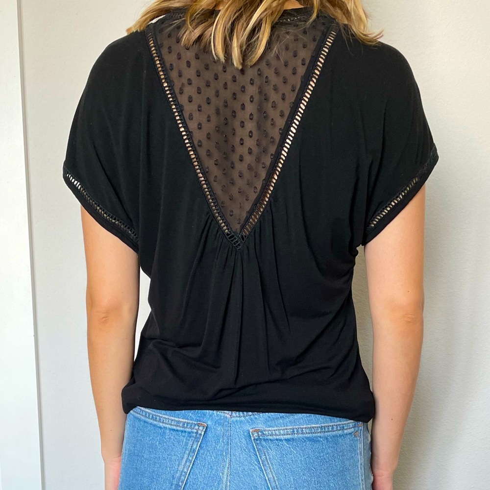 Black anthropologie top with lacey back